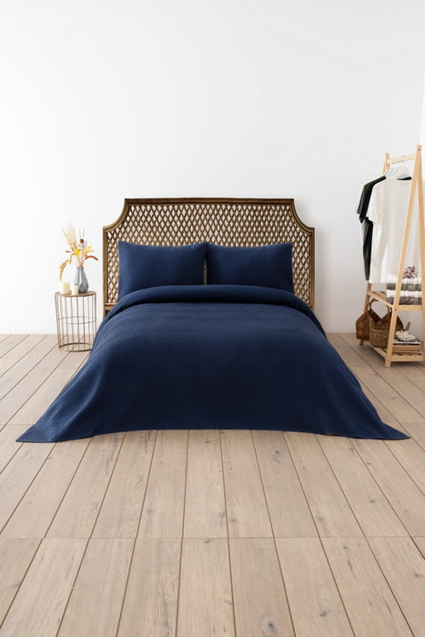 L'essentiel linge de maison Manta de piqué doble Waffle - Azul marino